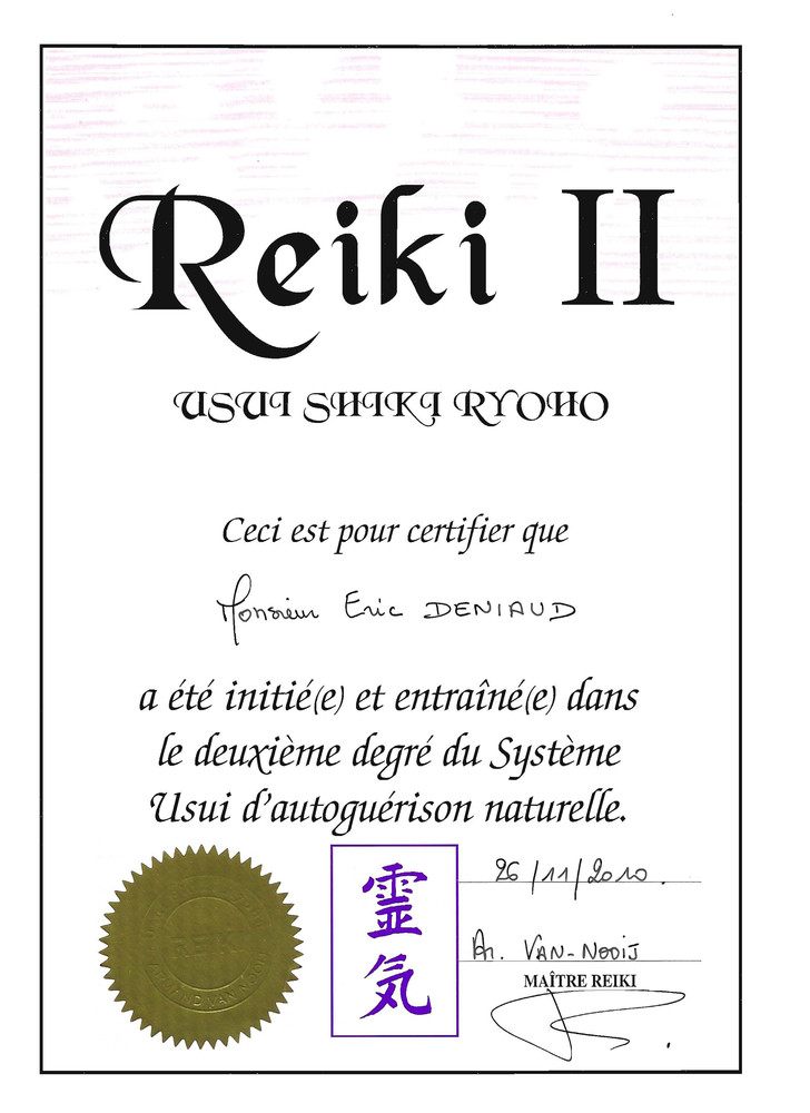 Diplôme de Reiki niveau II